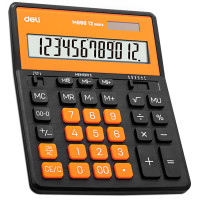 Калькулятор настольный DELI "М888" 12 разрядный, 202х159х31 мм, черный/оранжевый