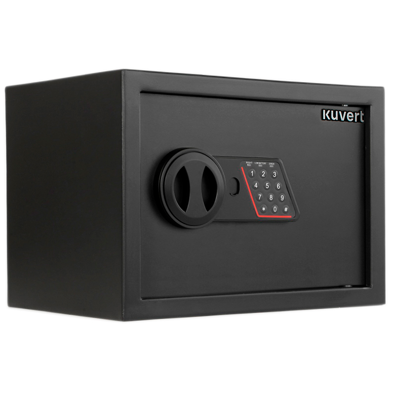 Сейф KUVERT "25ELB" электронный замок + ключ, 350х250х250 мм, 5.5 кг, черный